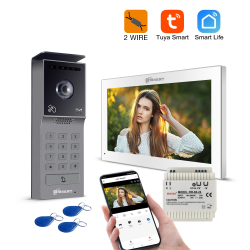 Zestaw 2- żyłowy D3-NRC_DIN wideodomofon 7" @Smart biały + breloki